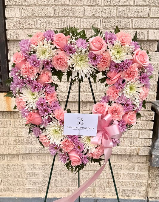 White and Pink Standing Heart