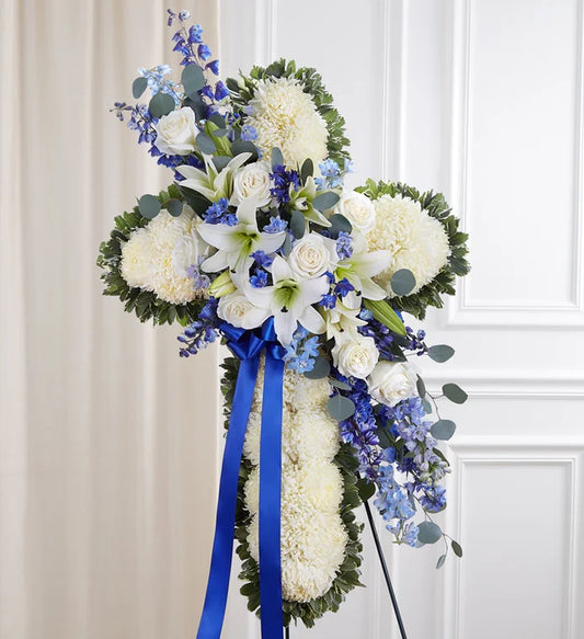 Blue and White Standing Cross