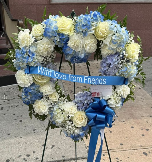 Blue Floral Standing Heart